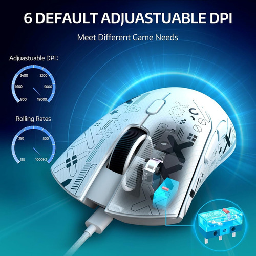 Mouse Para Jogos Sem Fio Attack Shark R1 Tri - Modo 18000 Dp
