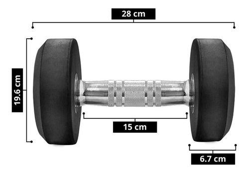 Pesa Mancuerna Redonda Tayga 22.5 Kg Gym 1 Pza Color Negra