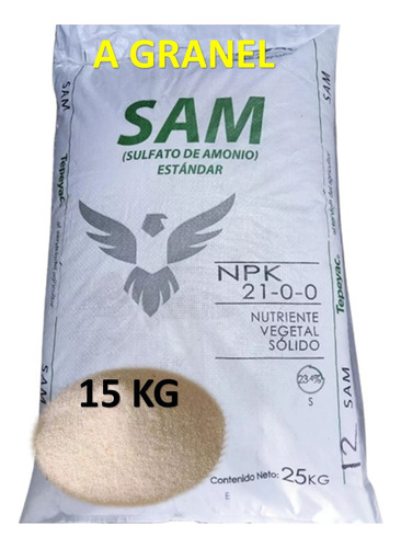 15 Kg Bulto Abono Amonio, Soluble Pasto N21% Crecimiento