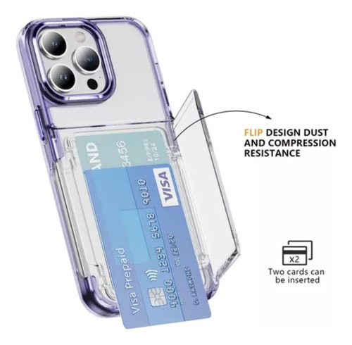 B / Funda Transparente For iPhone Con Tarjetero