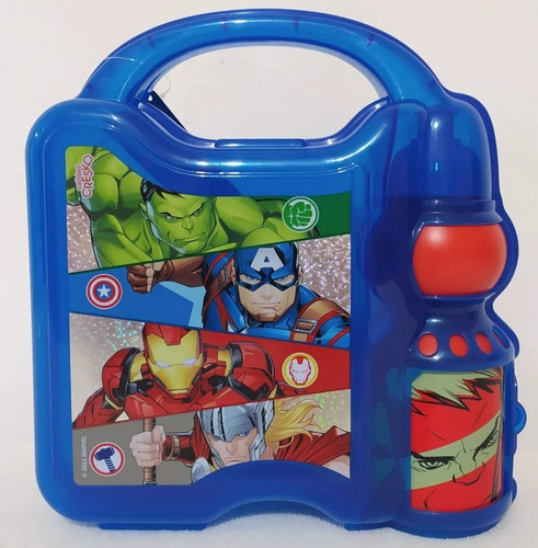 Lunchera Infantil Avengers Con Botella New Ar1 Sp938 Ellobo Color Azul Avengers