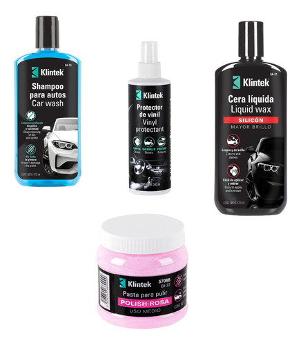 Polish Para Auto Rosa + Cera Liquida+ Shampo + Protect Vinil