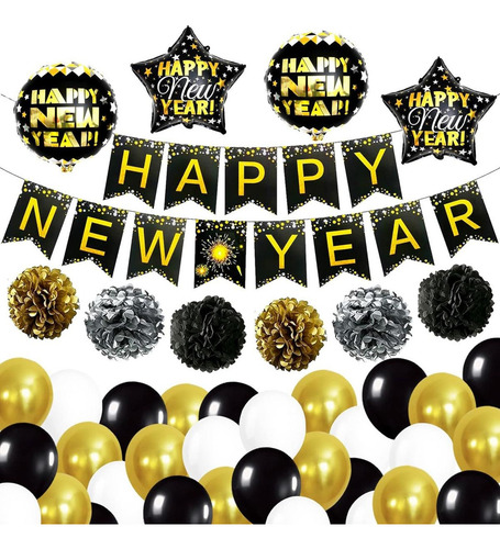 Fin De Año Decoración, Mxnyw-002, 2 Kits Globos Año Color Multicolor YearDecorCeleb