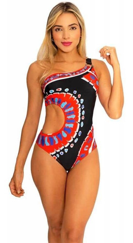 Vestidos De Baño Enterizo Copas Trikini Un Hombro Praie 1410