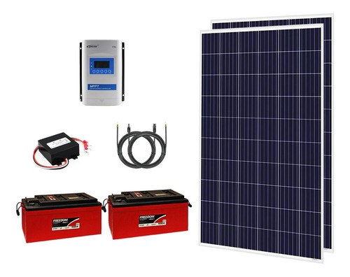 Kit Off Grid 2x Painéis 280w + 2x Baterias 240ah + Mppt 20a