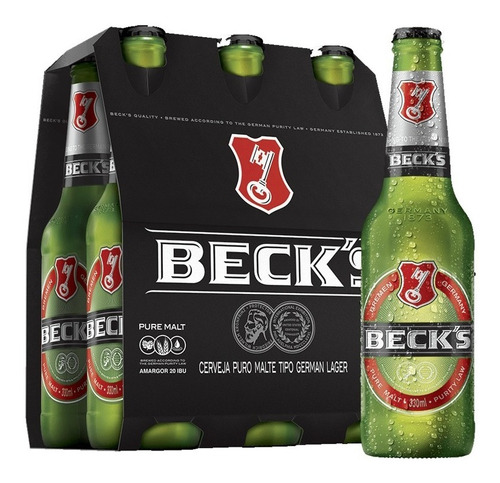 Cerveja Becks, Puro Malte, 330ml, Long Neck - Pack 6