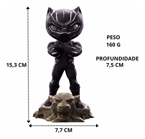 Boneco Action Figure Estatua Pantera Negra Marvel Minico