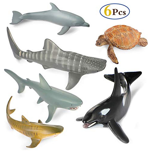 Sea Ocean Animals Figure Bath Toys Set,6 Piece Jumbo Sea Ani