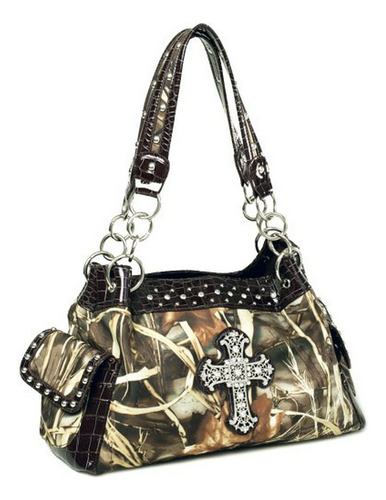 Bolso De Hombro Camuflaje Con Cruz De Estrás