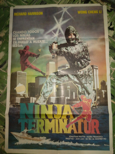 Antiguo Poster Pelicula * Ninja Terminator  * Año 1985