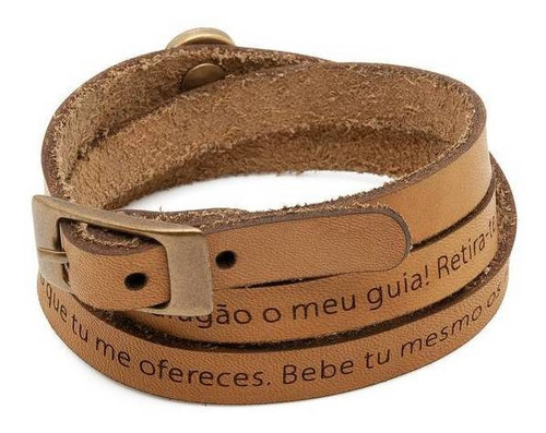 Imagem 3 de 5 de Pulseira Couro Oração De São Bento Pequena