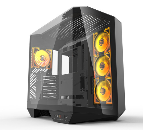 Gabinete Darkflash Dy470 Atx Lujo Vista 330° Con 4 Fans Argb Negro