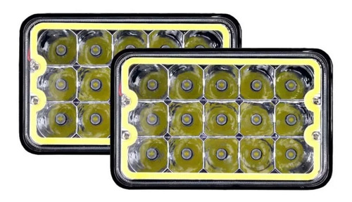 2 Faros Opticas  H4 Alta Baja 15 Led 45w Rectangular 16.5x10