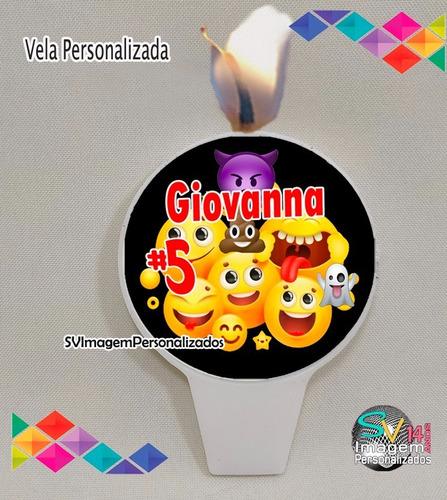 Vela De Aniversário Festa Emoji Whatsapp Com Nome E Idade