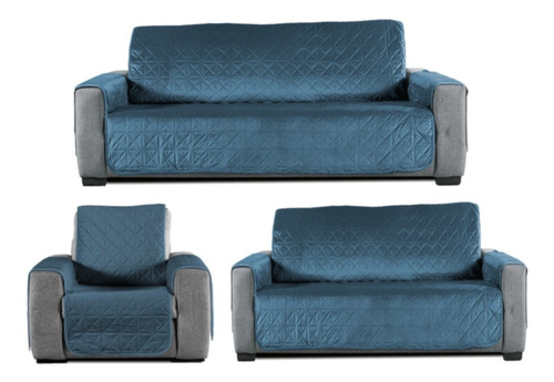 Protector Cubre Sala Sofá, 2 Vista Capitonado Lavable 3 Pzas