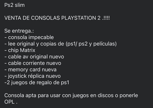 Playstation 2 Slim Negro (Usado)