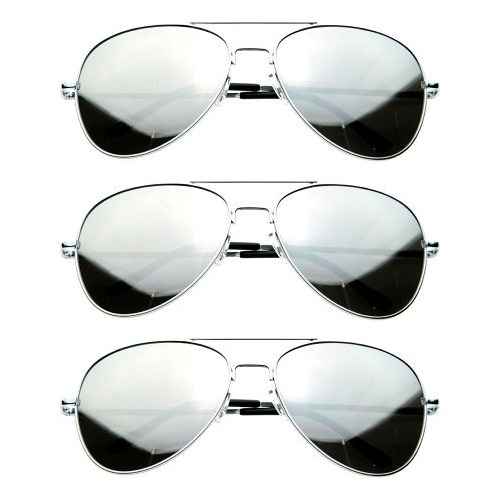 Lentes De Sol - - Mirrored Aviator Gafas De Sol Para Hombres