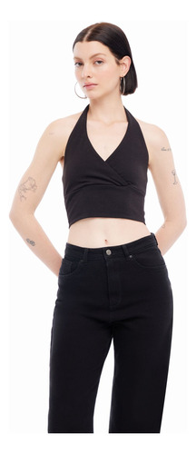 Crop Top Mujer Seven M/s Negro Poliéster 28095324-10