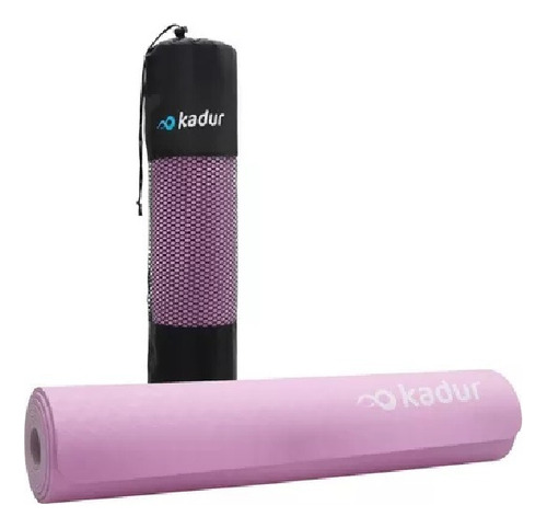Yoga Mat Tpe 6 Mm Bicolor Ecologico Con Bolso Color Rosa Claro