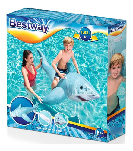 Imagen 5 de 5 de Inflable Bestway 41405 Gran Tiburón Blanco 183x102cm