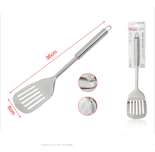 Espatula O Volteador De Cocina 36 Cm Acero Inox Color Plateado