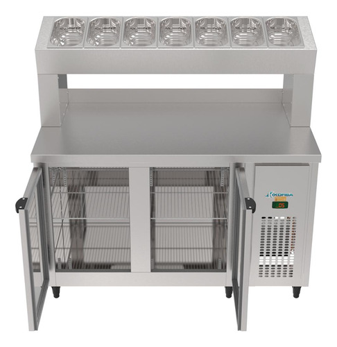 Balcão Condimentador 2 Portas 1,35m Inox Kbscc-135d Kofisa 220v