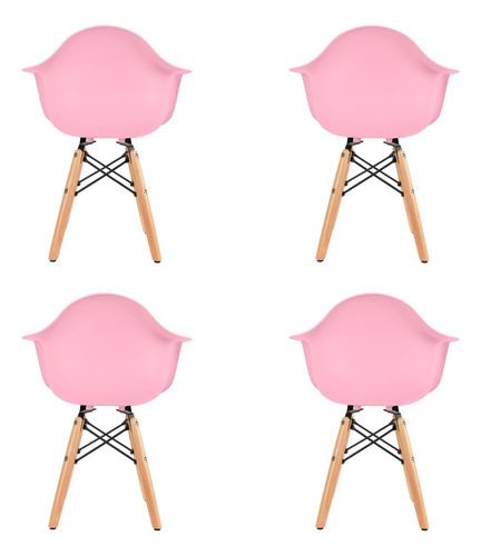 4 Sillas Eames Infantil Con Descansabrazos - Duduk Rosa