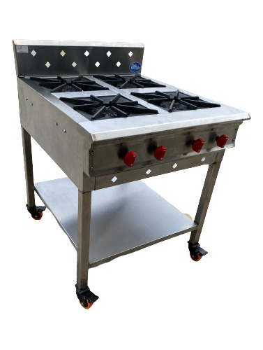 Cocina Industrial 4 Hornillas Acero Esqueletica Equimaq Mf