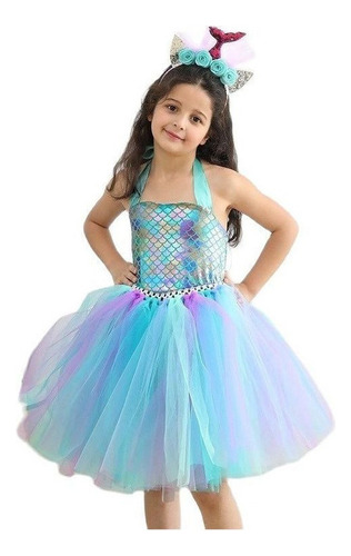 Vestido Tutú De Sirena Para Niña Para Fiesta De Cumpleaños C