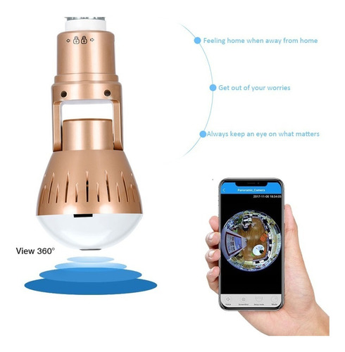 Imagen 3 de 3 de Cámara Bombillo Wifi Flexible 360º Nocturno Ip