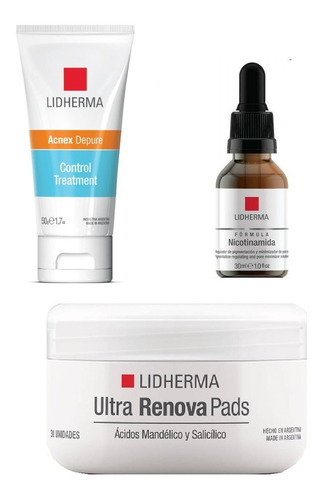 Ultra Renova Pads + Acnex Treatment + Nicotinamida Lidherma 