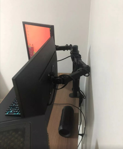Suporte 2 Monitor Tv Aço Mesa Articulad Vesa Ajuste Promoção