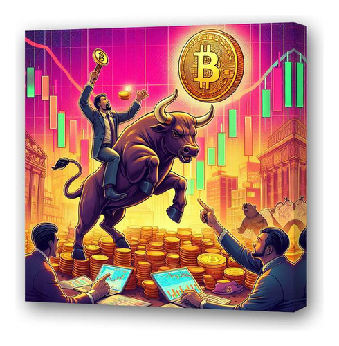 Cuadro 60x60cm Toro Bitcoin En Wall Street Bitcoin Bull