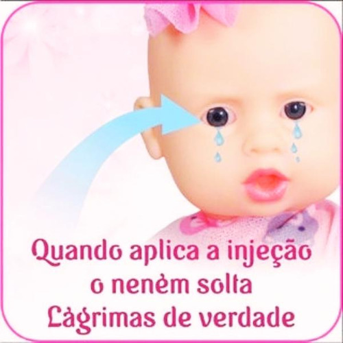 Boneca Que Chora Cura Neném Brinquedo 38cm Com Acessórios