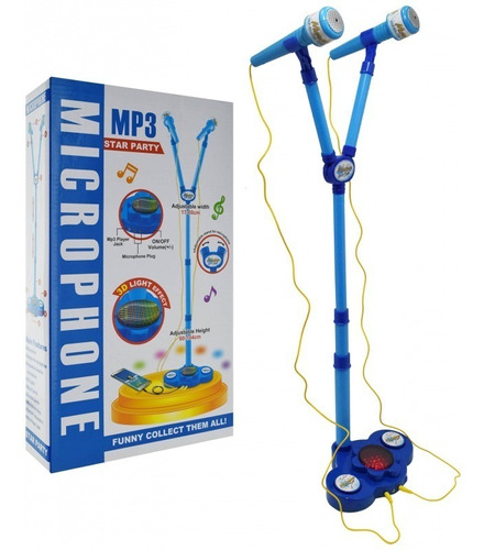 Micrófono Karaoke Infantil Doble Con Pedestal Y Luces