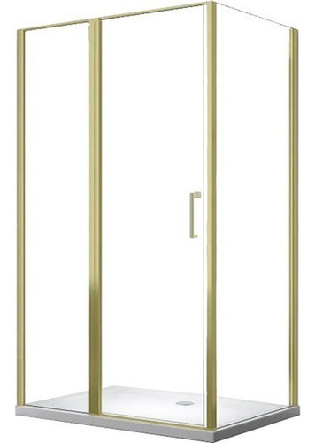 Mampara Gorena Box De Ducha Firenze 90cm Cabina Recta S/base Armazón Dorado Panel Trasparente