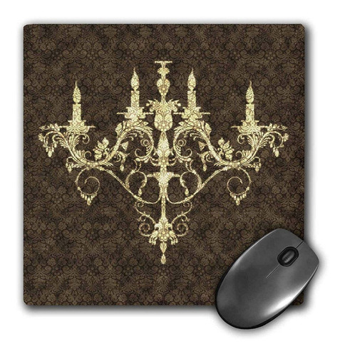 3drose Llc 8 x 8 x 0.25 inches Mouse Pad, Chandelier Oro 