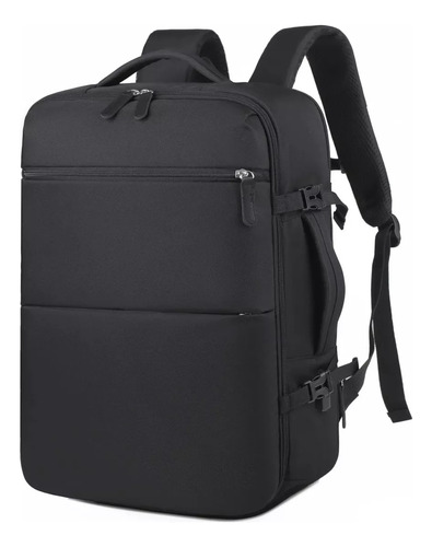 Mochila de viaje de mano, equipaje de cabina, bolso de avión, negro liso, mochila de gran capacidad