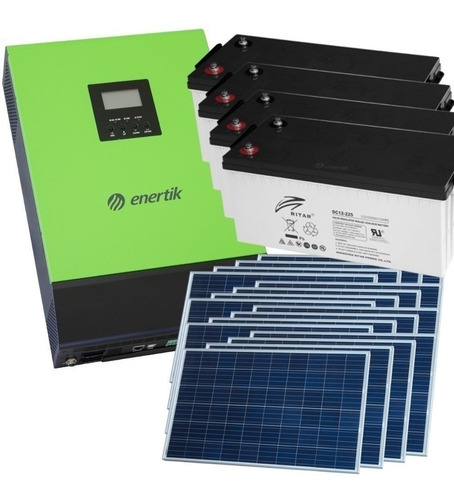 Kit Solar Inversor Híbrido Ups 4000w + Paneles + Baterías