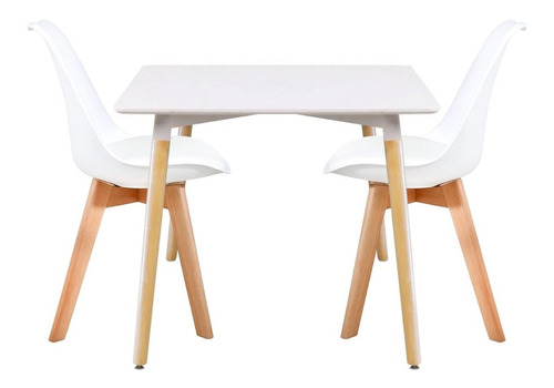 Juego Comedor Eames Mesa Cuadrada  80 +2 Sillas Acolchonadas