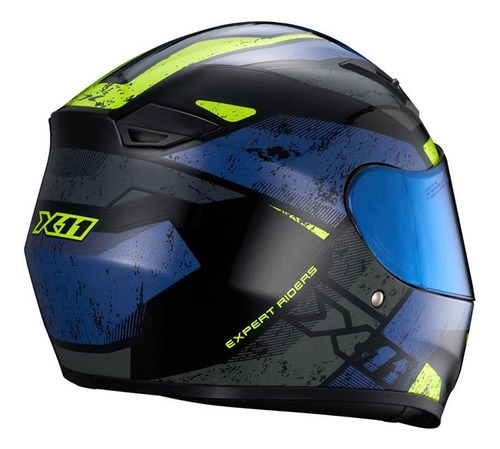 Capacete X11 Trust Pro Ballads Moto + Viseira Extra Cor Azul+Neon Tamanho do capacete 60