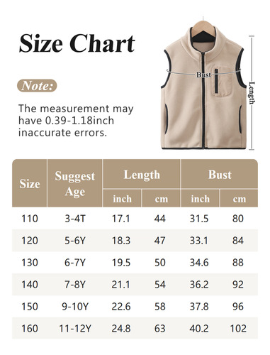 Chaqueta Sin Mangas Chaleco Polar Con Cremallera Niños