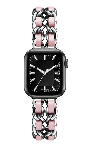 Correa De Cuero Con Cadena De Metal Para Apple Watch Pulser