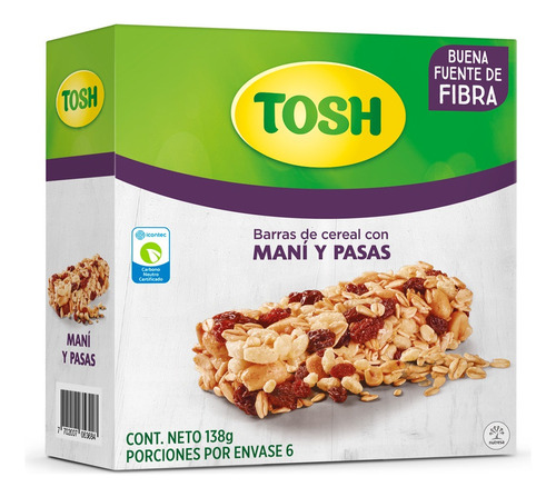 Barra Tosh Avena Y Pasas X 6und X 138g