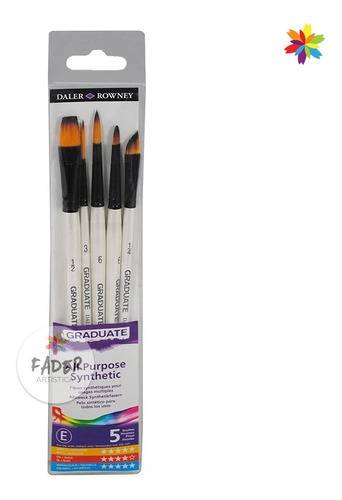 Daler Rowney Set Pinceles Para Todo Uso Sintetico X 5 Set D