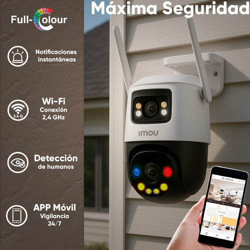 Kit Cronos Cámara De Seguridad Imou Ip Pt Ipc-s7xfn-8u0wed Wifi Cruiser Dual 8mp Imagen A Color 24/7 Audio Bidireccional Alarma Auto Tracking + Microsd 32gb + Accesorios Kit Cctv Ipc-s7xfn-plus-32