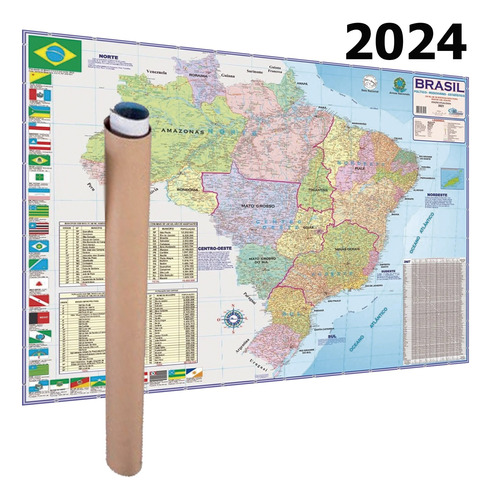 Mapa Brasil Grande Politico Rodovia 120x90 Cm Enrolado Atual