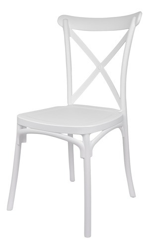 Silla De Comedor Jardín Garden Life Modelo Katrina, Polipropileno Con Fibra De Vidrio, Diseño Moderno E Innovador - Cómoda, Resistente, Apilable - Color Blanco