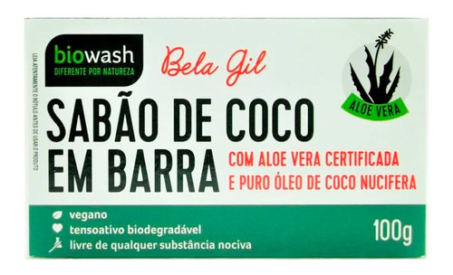 Sabão De Coco Em Barra Biodegradável Bela Gil Biowash 100g