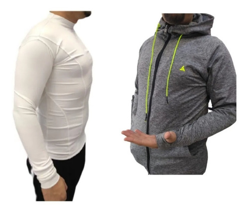 Combo T! Camiseta Térmic Blanca+ Campera Deportiva Capucha G